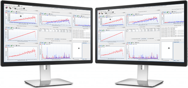 Real time test results on multiple monitors